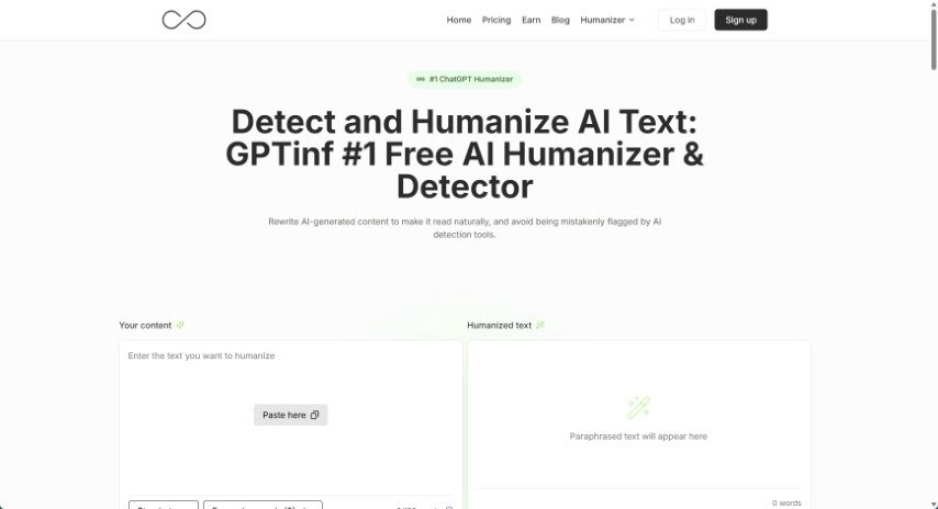 Screenshot of GPTinf