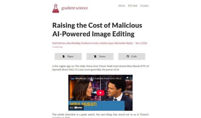 Screenshot of gradient science PhotoGuard AI