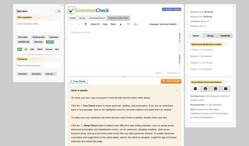 Screenshot of GrammarCheck