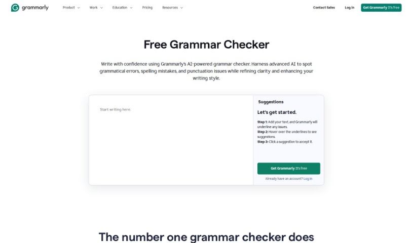 Screenshot of Grammarly AI Grammer Check