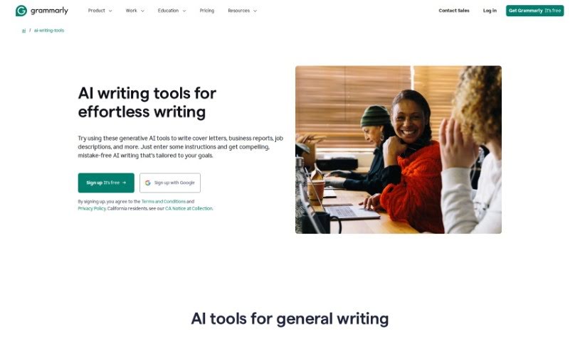 Screenshot of Grammarly AI Writing Tool