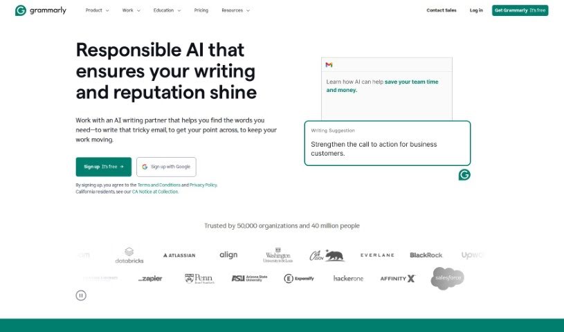 Screenshot of Grammarly