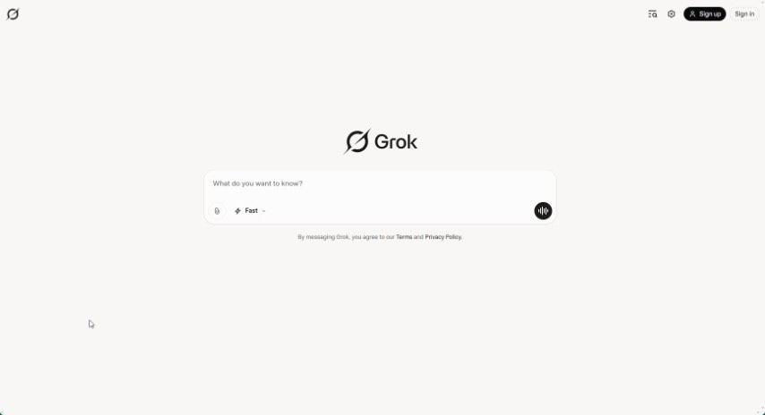 Screenshot of Grok