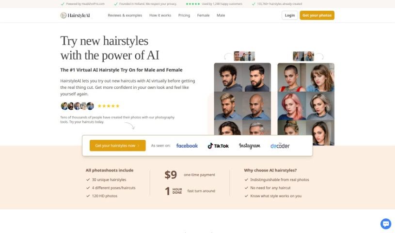 Screenshot of Hairstyle AI