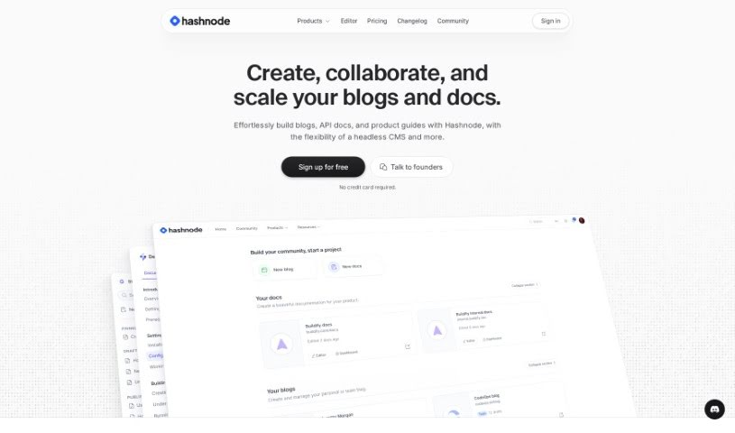 Screenshot of Hashnode