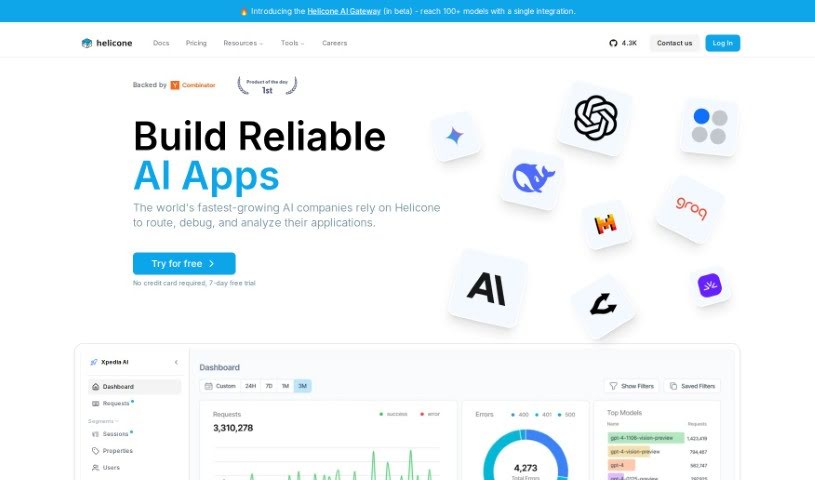 Screenshot of Helicone