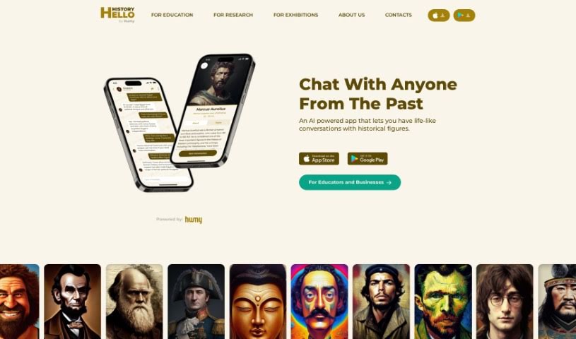 Screenshot of Hello History: AI Chatbot