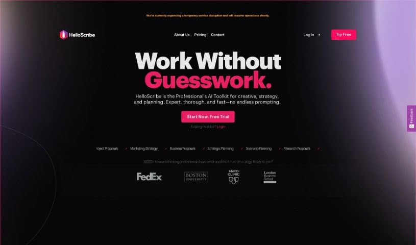 Screenshot of HelloScribe