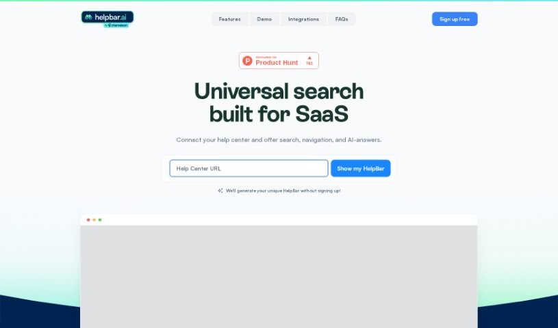 Screenshot of Helpbar.ai