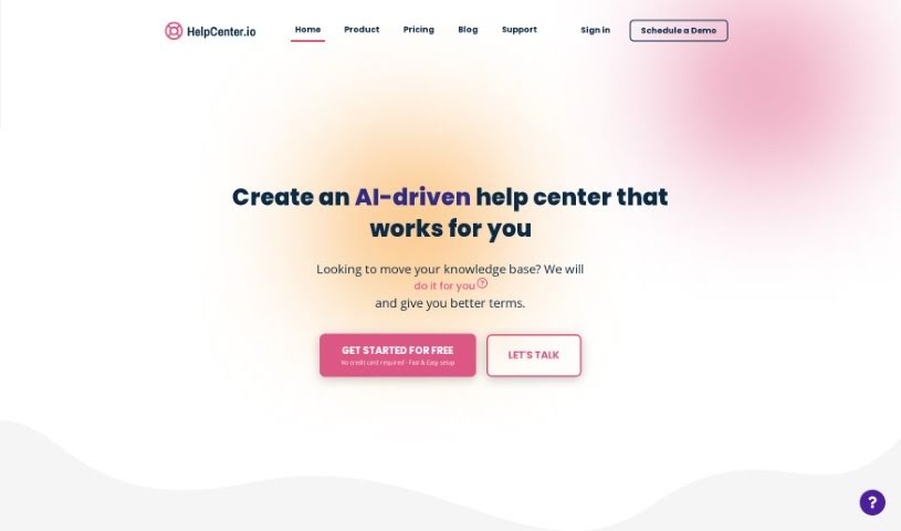 Screenshot of Help Center