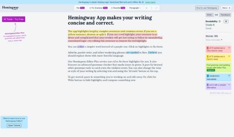 Screenshot of Hemingway Editor