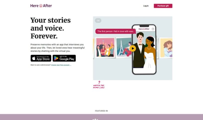 Screenshot of HereAfter AI