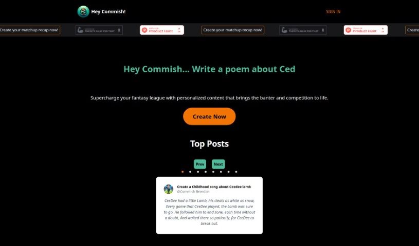 Screenshot of Hey Commish