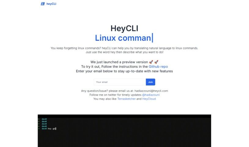 Screenshot of heyCLI