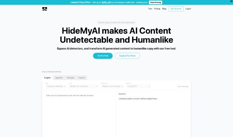 Screenshot of HideMyAI