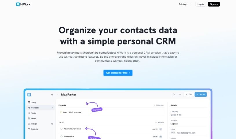 Screenshot of Hiwork