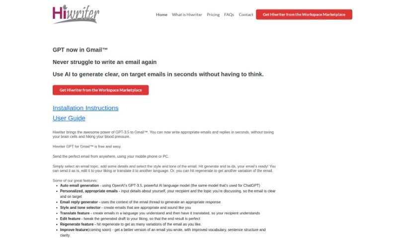 Screenshot of Hiwriter