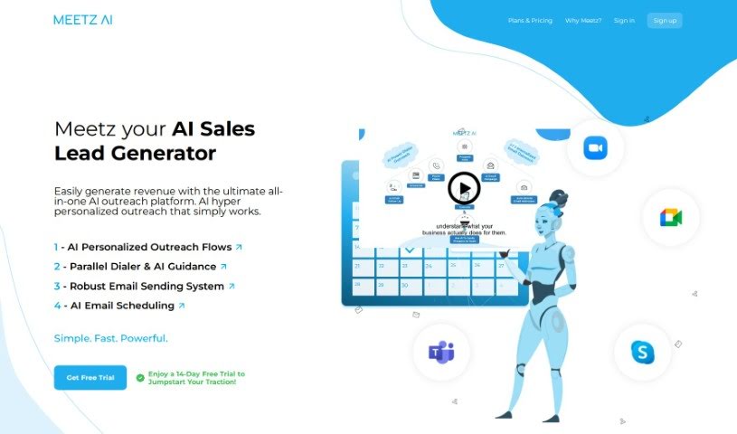 Screenshot of Homepage - Meetz
