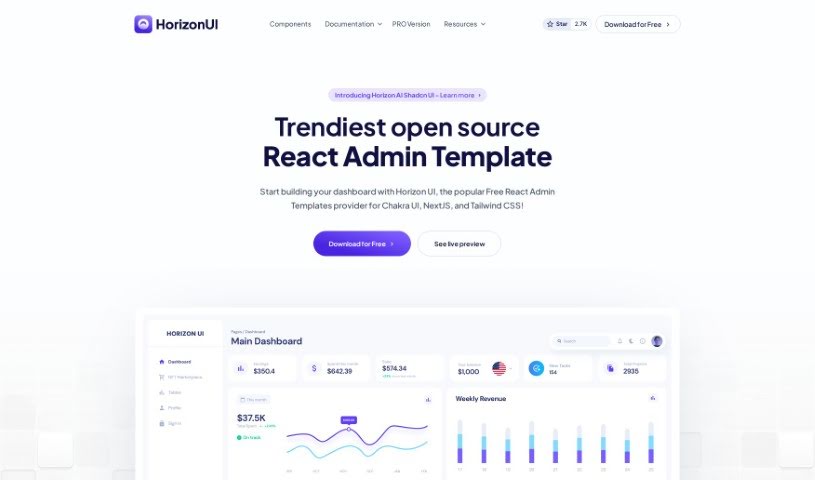 Screenshot of Horizon UI