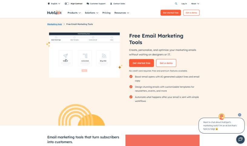 Screenshot of HubSpot AI Email Marketing