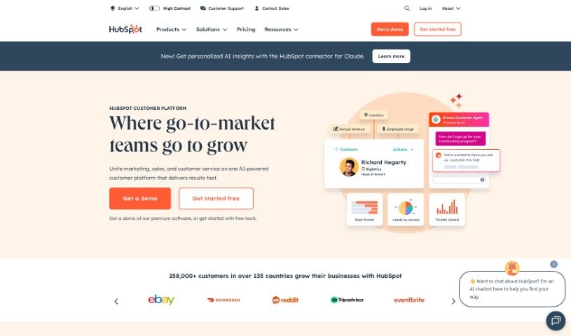 Screenshot of HubSpot