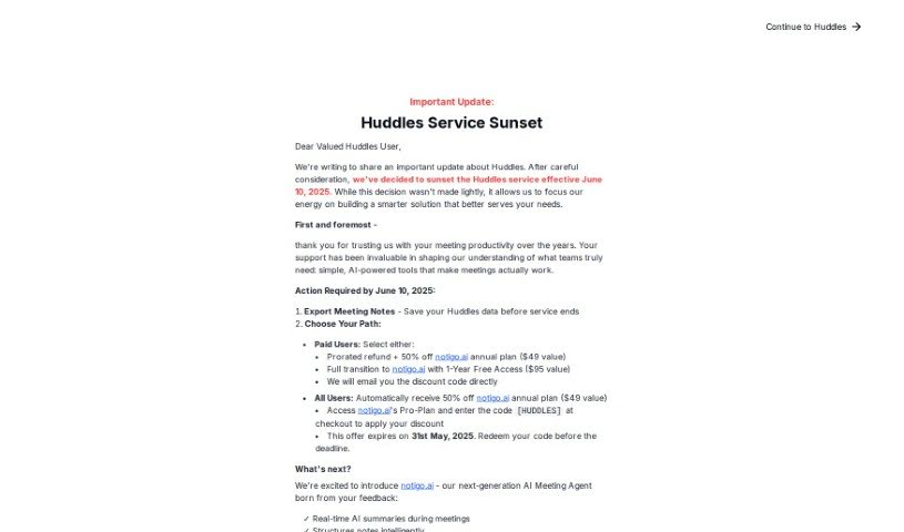 Screenshot of Huddles