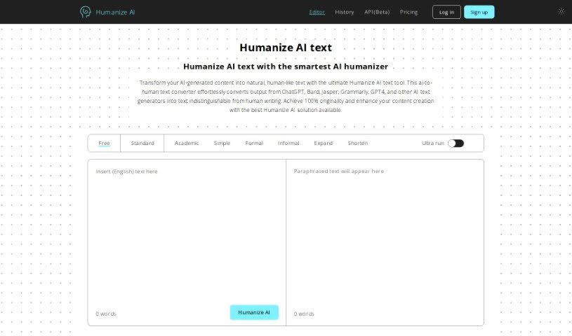Screenshot of Humanize Ai