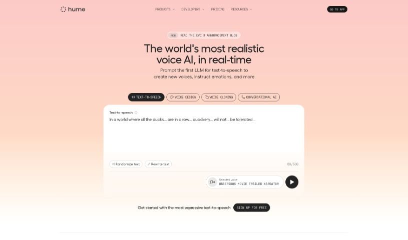 Screenshot of Hume AI