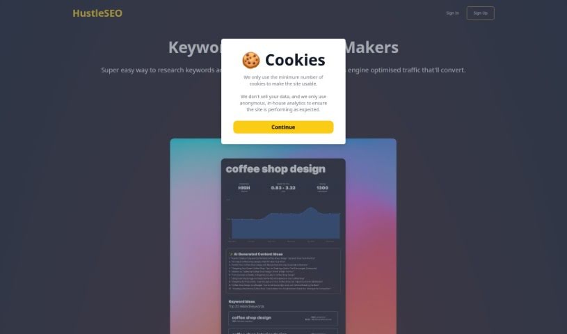 Screenshot of HustleSEO