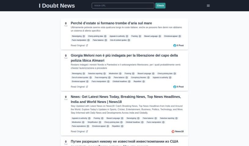 Screenshot of I Doubt News