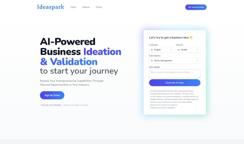 Screenshot of Ideaspark