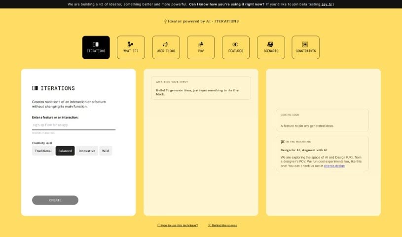 Screenshot of Ideator Ai