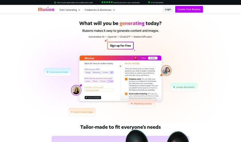 Screenshot of Illusion AI