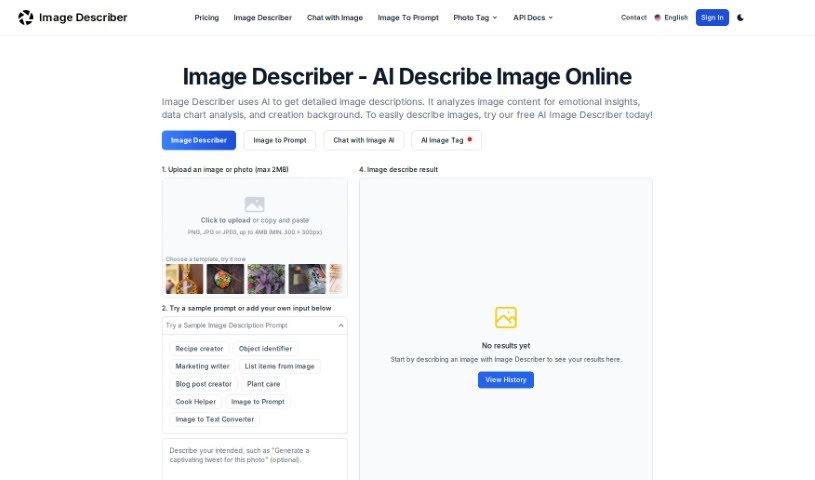 Screenshot of Image Description Generator