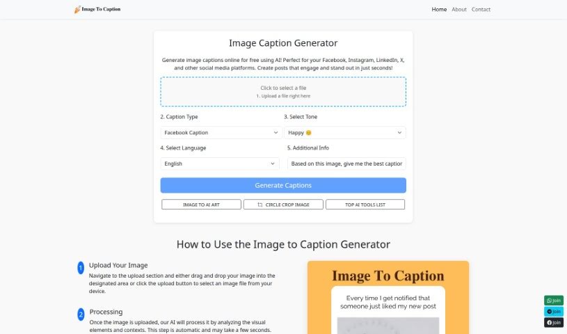 Screenshot of Image To Caption
