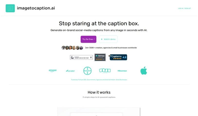 Screenshot of Imagetocaption.ai