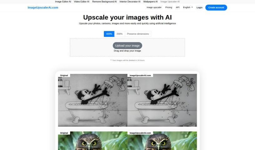 Screenshot of Imageupscalerai.com