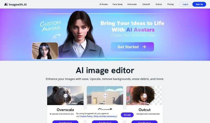Screenshot of Imagewithai