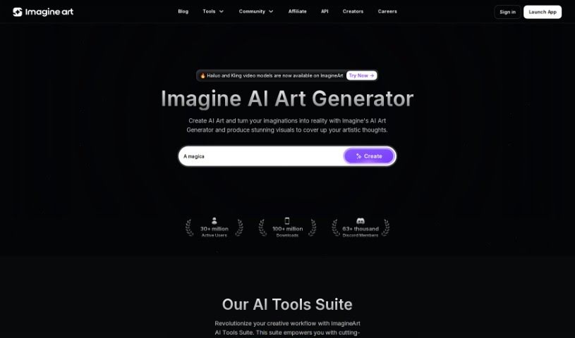 Screenshot of Imagine AI Art Generator