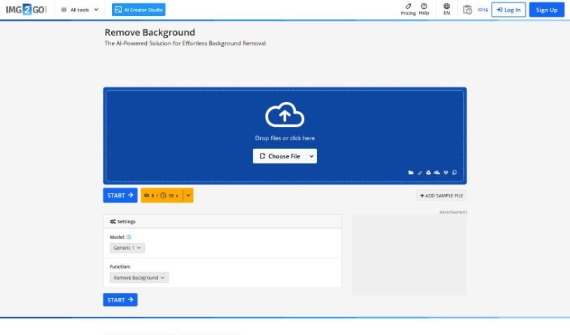 Screenshot of Img2Go.com