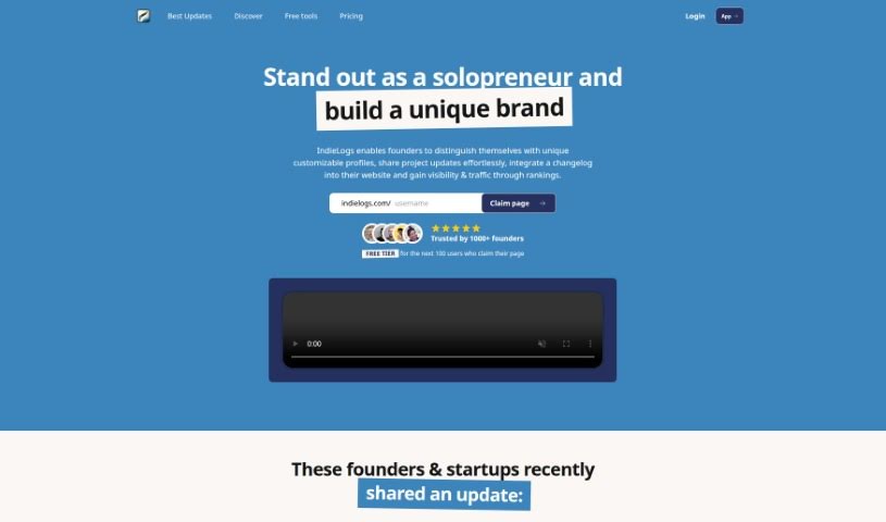 Screenshot of IndieLogs