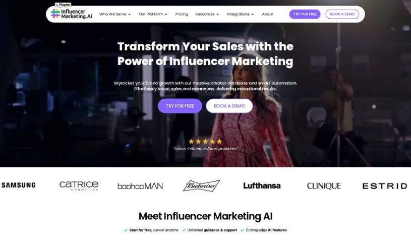Screenshot of Influencermarketing.ai