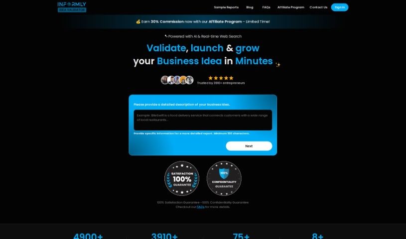 Screenshot of Informly Idea Validator