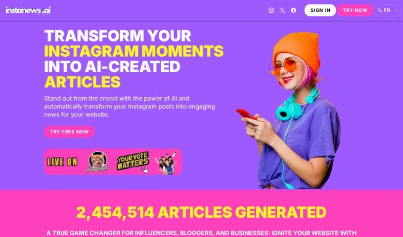 Screenshot of Instanews.ai
