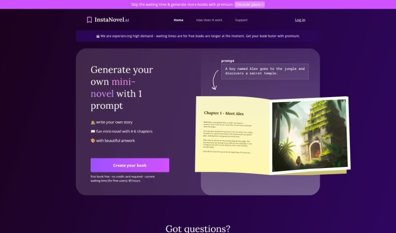 Screenshot of InstaNovel