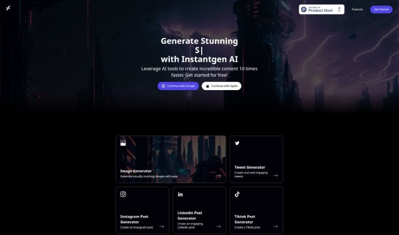 Screenshot of Instantgen AI