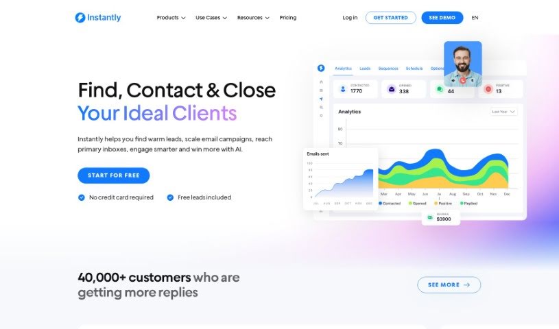 Screenshot of Instantly