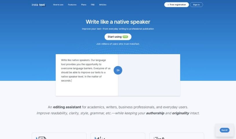 Screenshot of InstaText