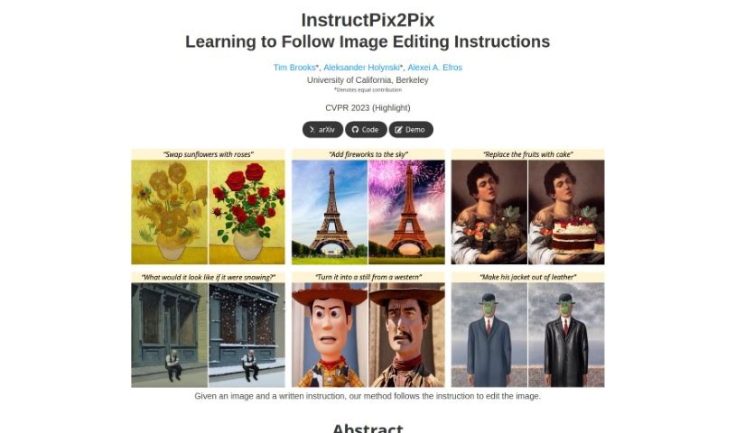 Screenshot of Instructpix2Pix