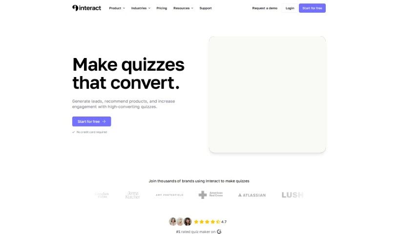 Screenshot of Interact quiz